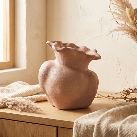 Florero Tulipan Granito Canela — en ambiente decorado · Soléa